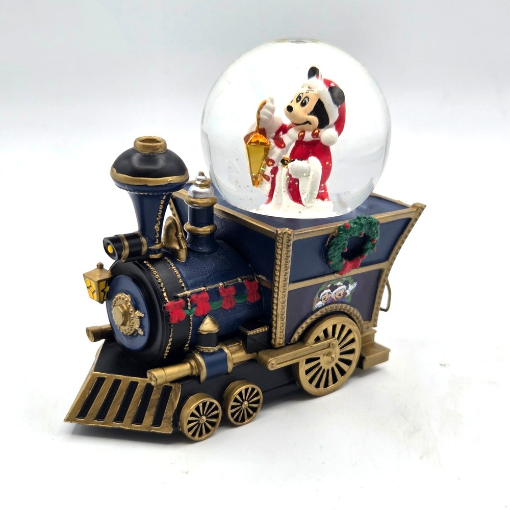 Bradford Exchange Disney Mickey Mouse Santa Mouse Coming to Town Train Snowglobe